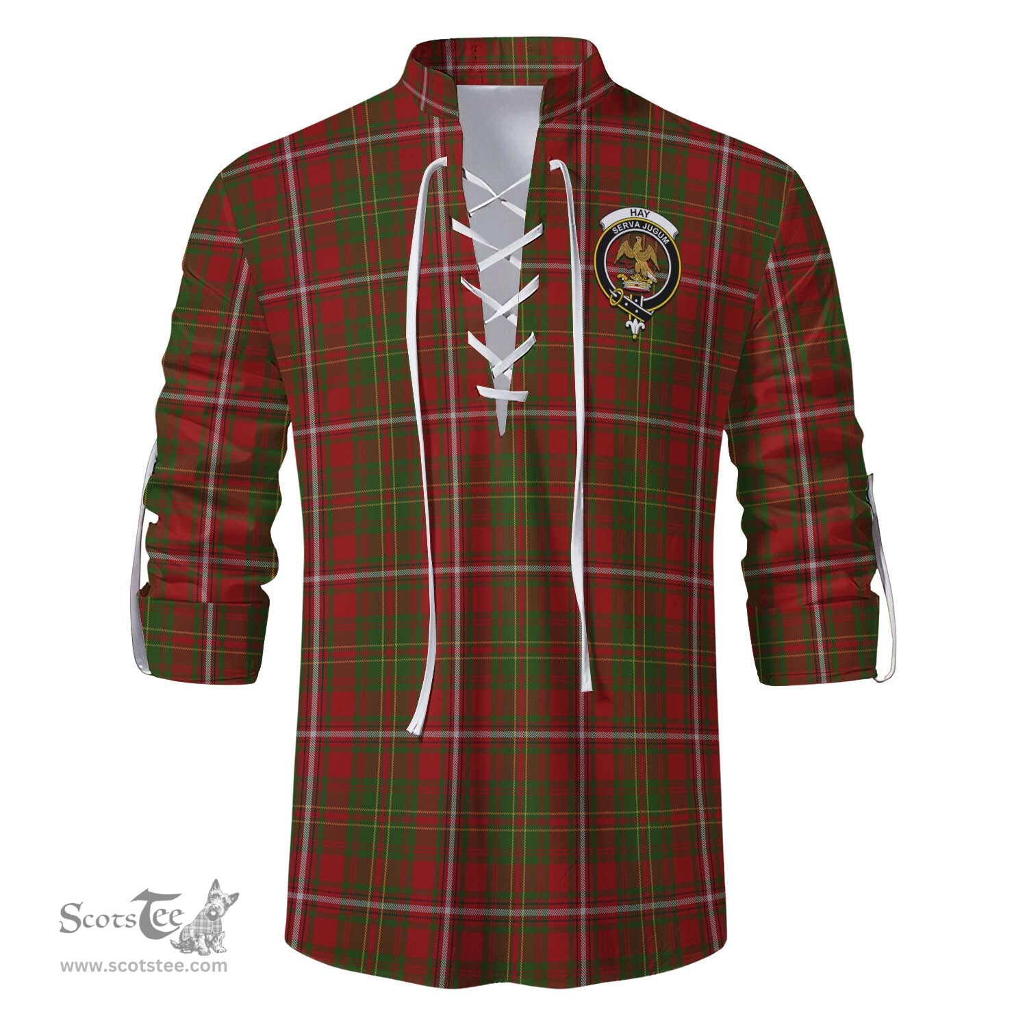 ScotsTee Shop Scottish Hay Clan Crest Tartan Mens Scottish Jacobite Ghillie Casual Shirt