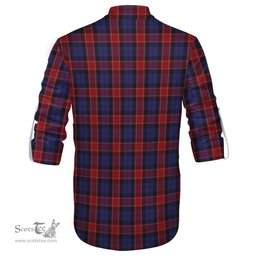 ScotsTee Shop Scottish Graham of Menteith Red Clan Crest Tartan Mens Scottish Jacobite Ghillie Casual Shirt