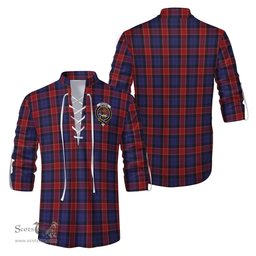 ScotsTee Shop Scottish Graham of Menteith Red Clan Crest Tartan Mens Scottish Jacobite Ghillie Casual Shirt