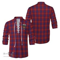 ScotsTee Shop Scottish Hamilton Clan Crest Tartan Mens Scottish Jacobite Ghillie Casual Shirt