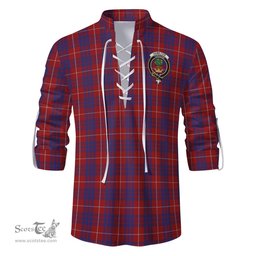 ScotsTee Shop Scottish Hamilton Clan Crest Tartan Mens Scottish Jacobite Ghillie Casual Shirt
