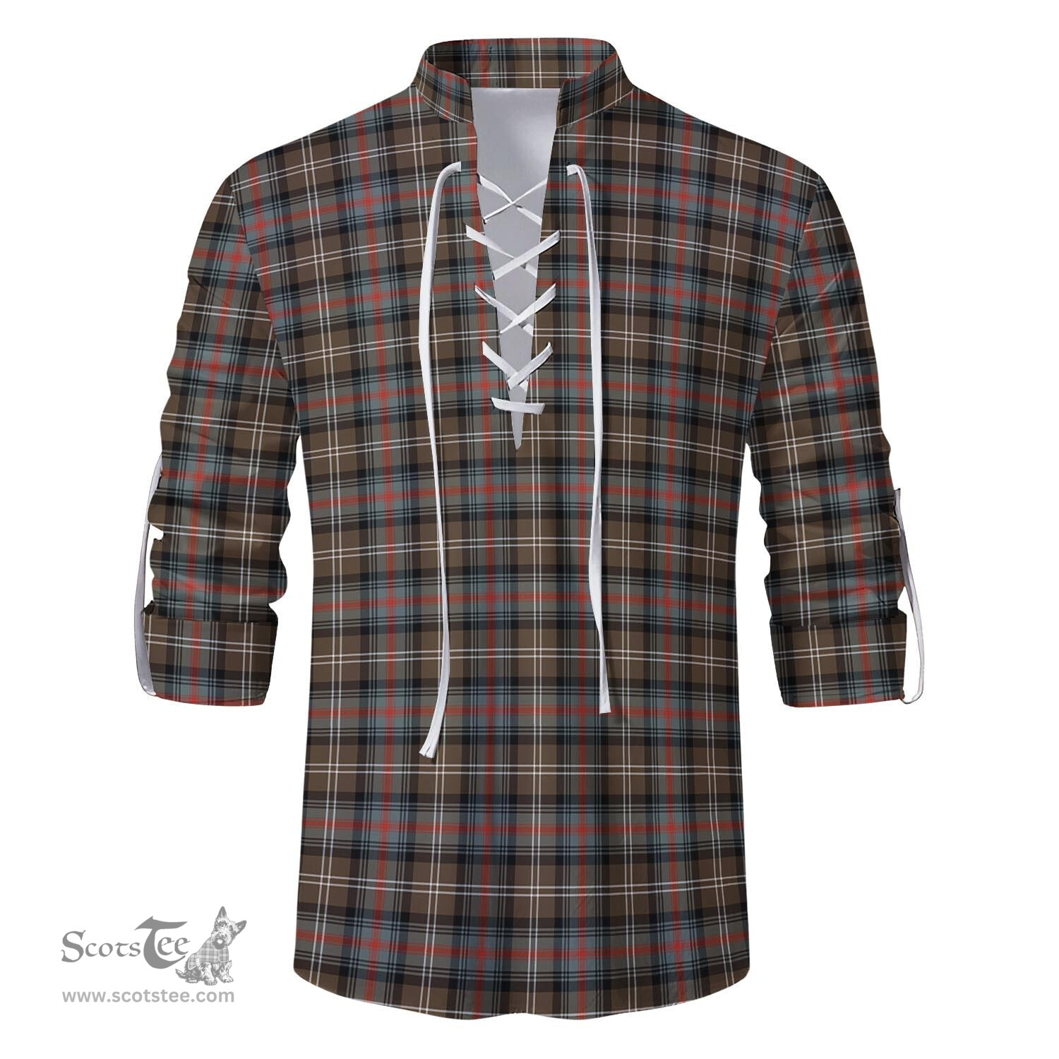 ScotsTee Shop Scottish Sutherland Weathered Clan Tartan Mens Scottish Jacobite Ghillie Casual Shirt
