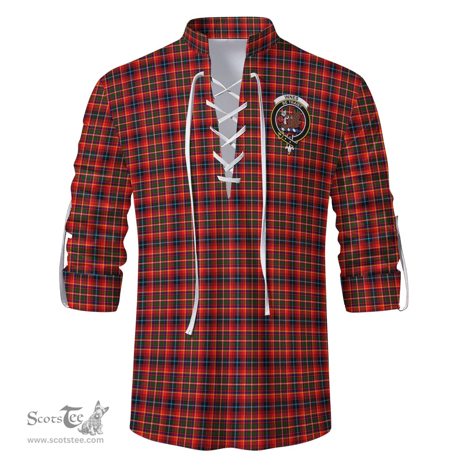 ScotsTee Shop Scottish Innes Modern Clan Crest Tartan Mens Scottish Jacobite Ghillie Casual Shirt