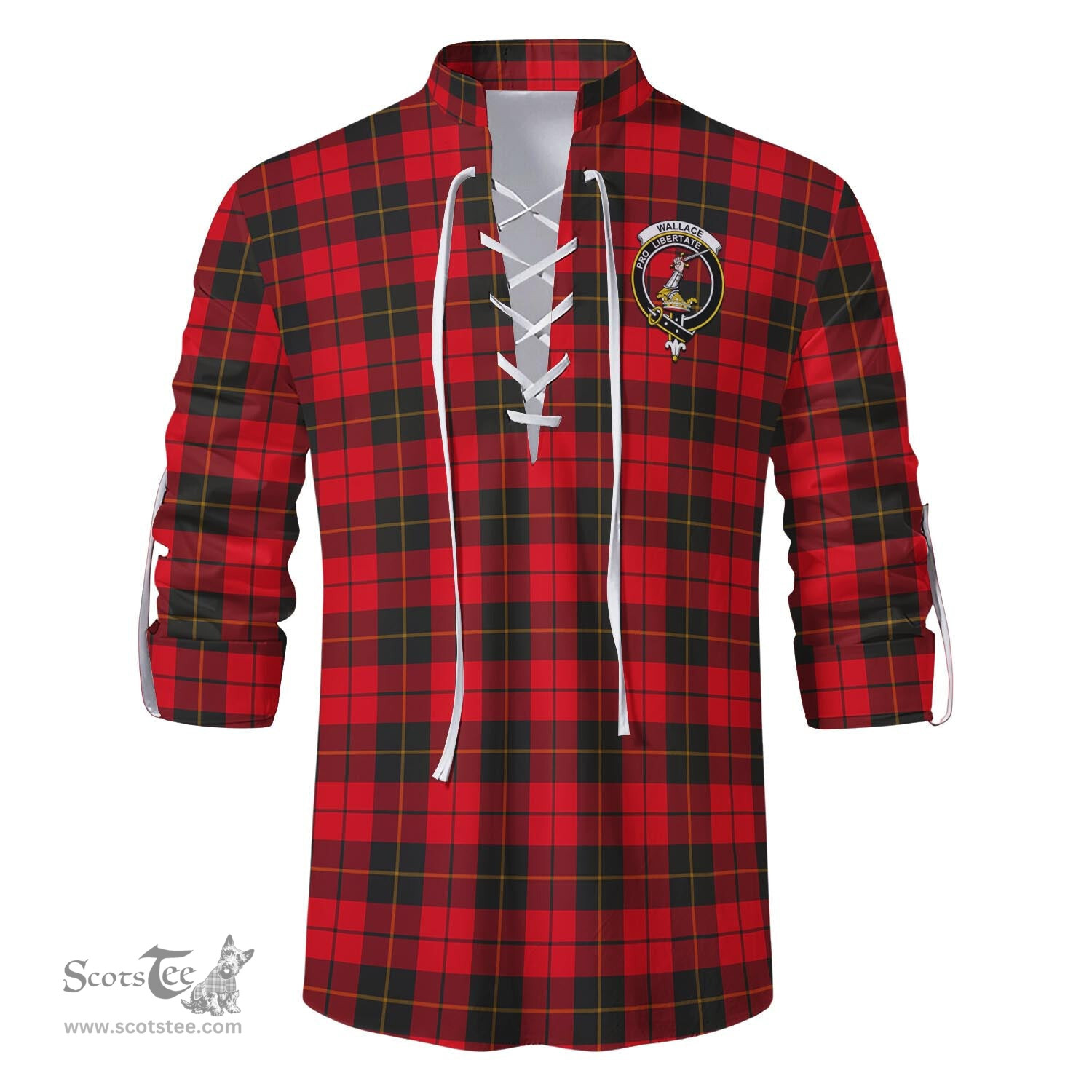 ScotsTee Shop Scottish Wallace Weathered Clan Crest Tartan Mens Scottish Jacobite Ghillie Casual Shirt