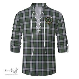 ScotsTee Shop Scottish MacLaren Dress Clan Crest Tartan Mens Scottish Jacobite Ghillie Casual Shirt
