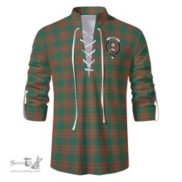 ScotsTee Shop Scottish Menzies Green Ancient Clan Crest Tartan Mens Scottish Jacobite Ghillie Casual Shirt