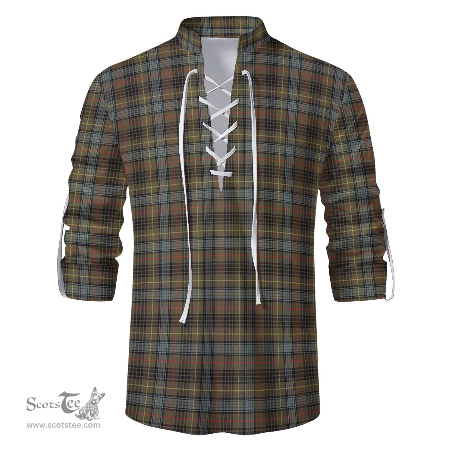 ScotsTee Shop Scottish Stewart Hunting Weathered Clan Tartan Mens Scottish Jacobite Ghillie Casual Shirt
