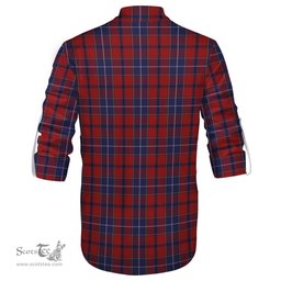 ScotsTee Shop Scottish Wishart Dress Clan Tartan Mens Scottish Jacobite Ghillie Casual Shirt