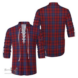 ScotsTee Shop Scottish Wishart Dress Clan Tartan Mens Scottish Jacobite Ghillie Casual Shirt
