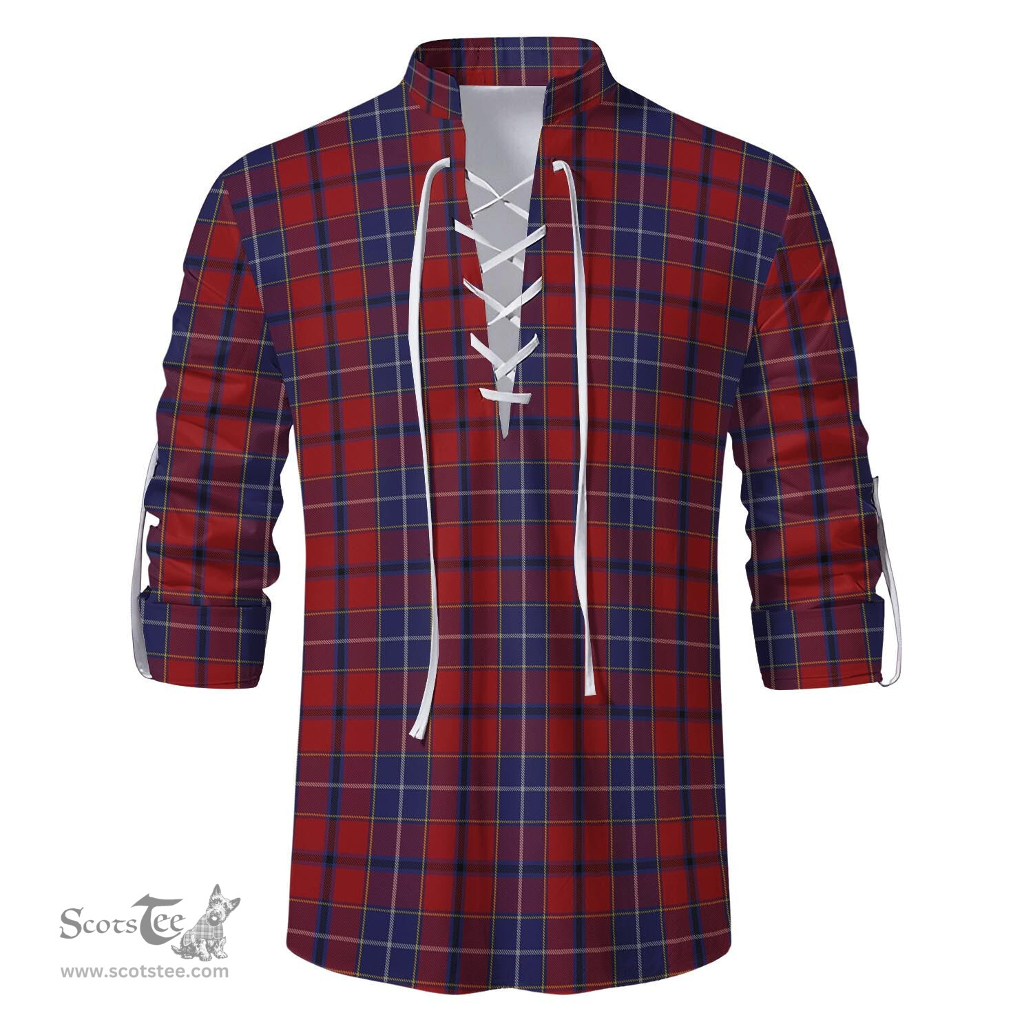 ScotsTee Shop Scottish Wishart Dress Clan Tartan Mens Scottish Jacobite Ghillie Casual Shirt