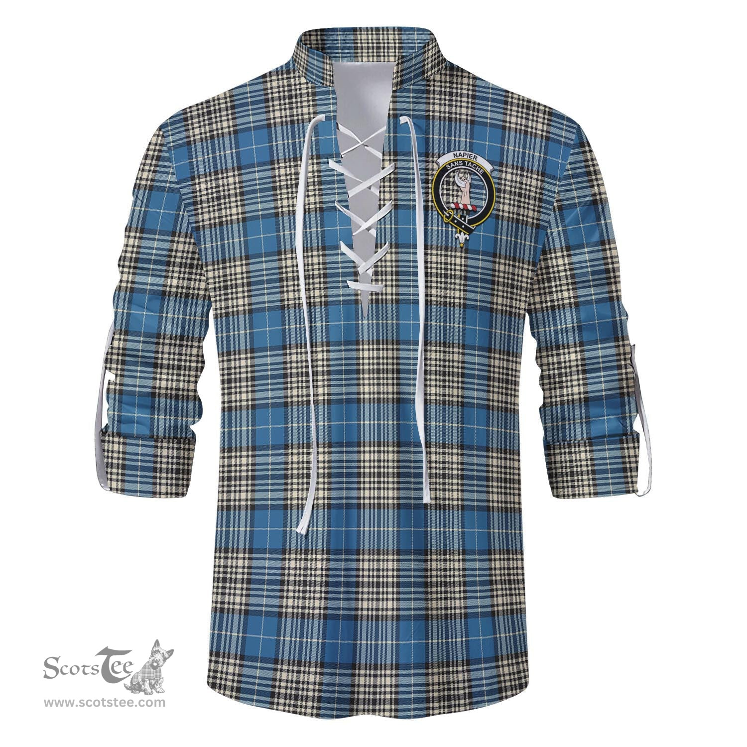 ScotsTee Shop Scottish Napier Ancient Clan Crest Tartan Mens Scottish Jacobite Ghillie Casual Shirt