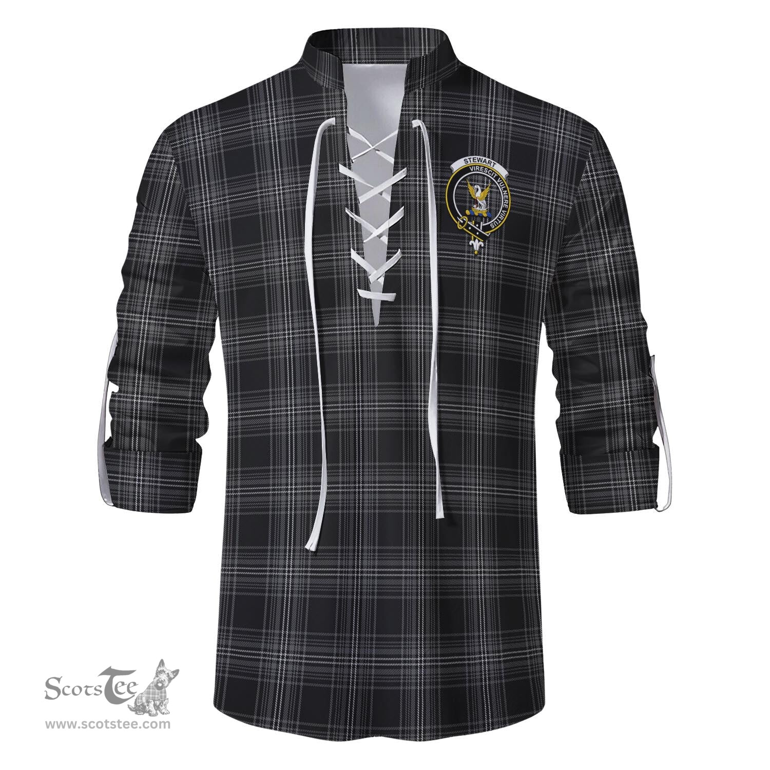 ScotsTee Shop Scottish Stewart Mourning Clan Crest Tartan Mens Scottish Jacobite Ghillie Casual Shirt