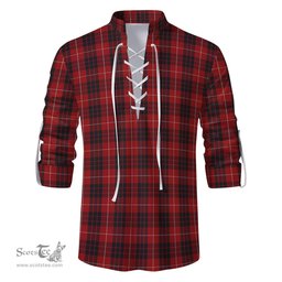 ScotsTee Shop Scottish Munro Black and Red Clan Tartan Mens Scottish Jacobite Ghillie Casual Shirt