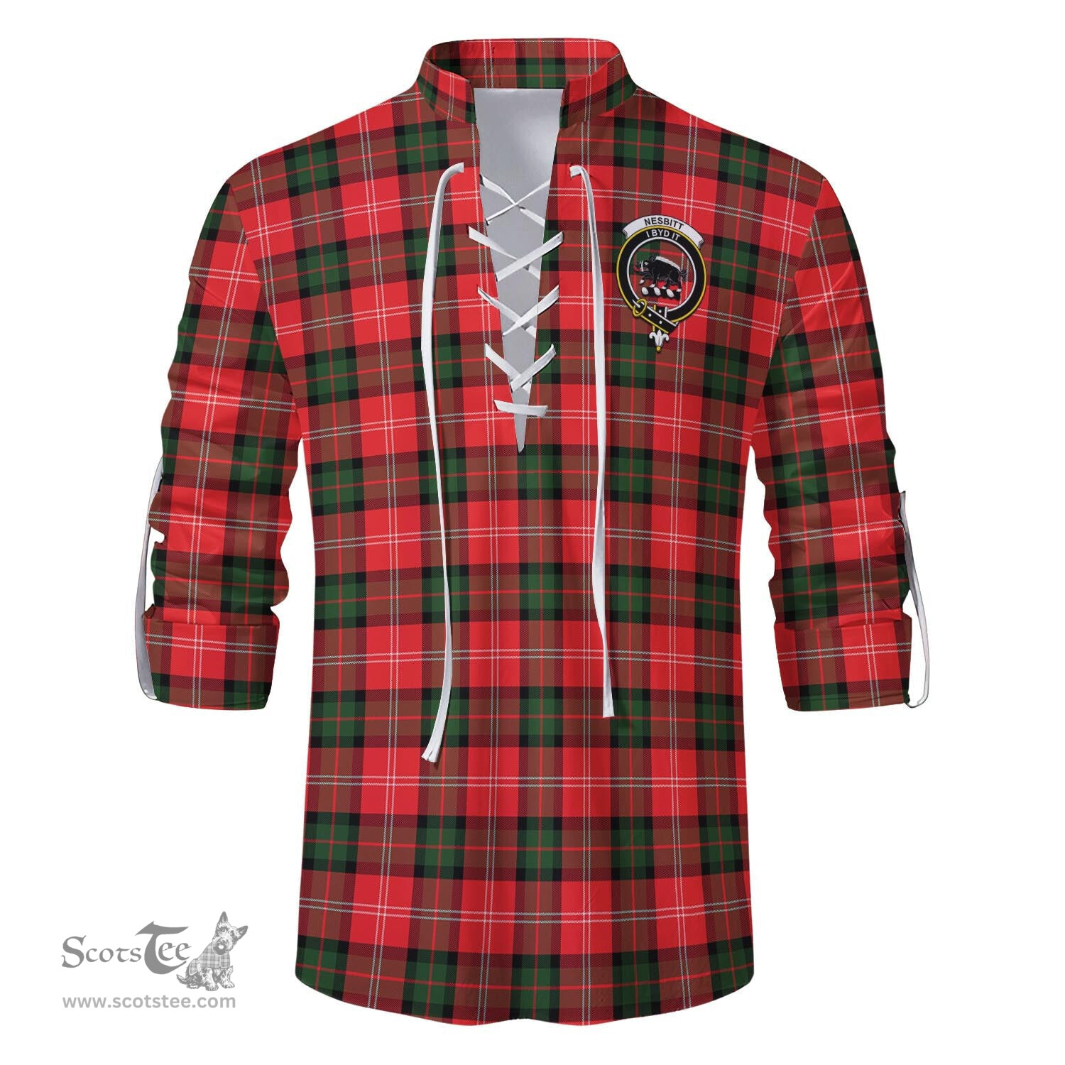 ScotsTee Shop Scottish Nesbitt Modern Clan Crest Tartan Mens Scottish Jacobite Ghillie Casual Shirt
