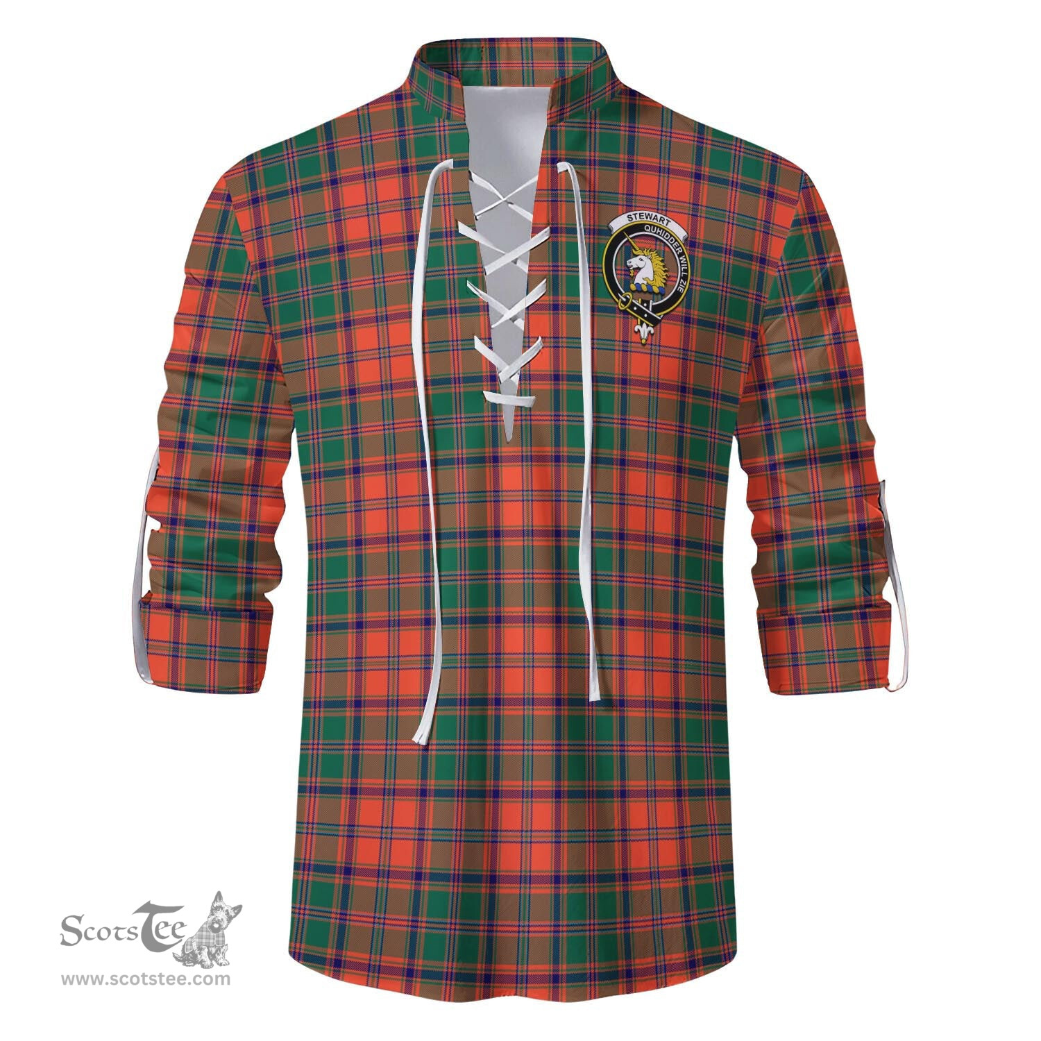 ScotsTee Shop Scottish Stewart of Appin Ancient Clan Crest Tartan Mens Scottish Jacobite Ghillie Casual Shirt