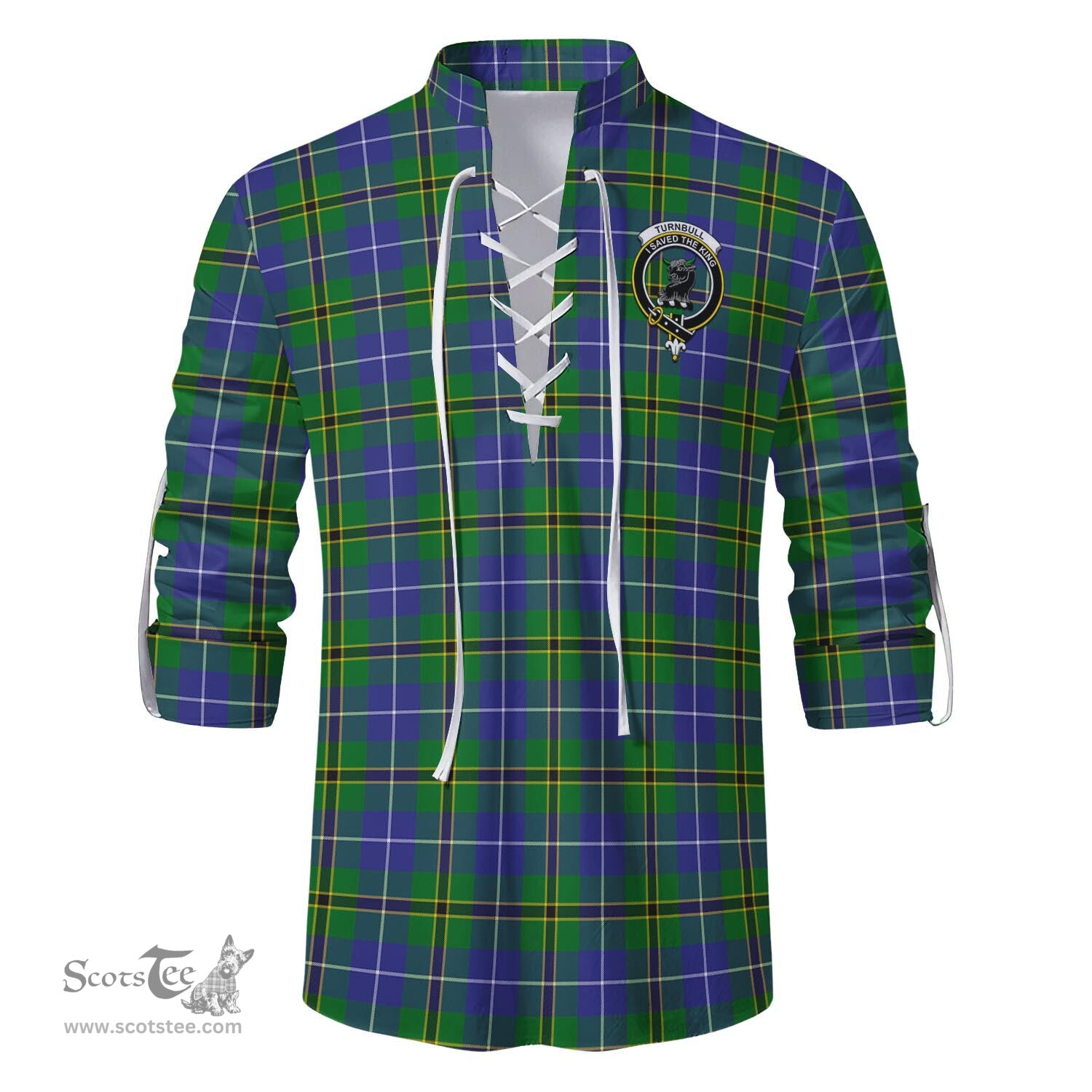ScotsTee Shop Scottish Turnbull Hunting Clan Crest Tartan Mens Scottish Jacobite Ghillie Casual Shirt