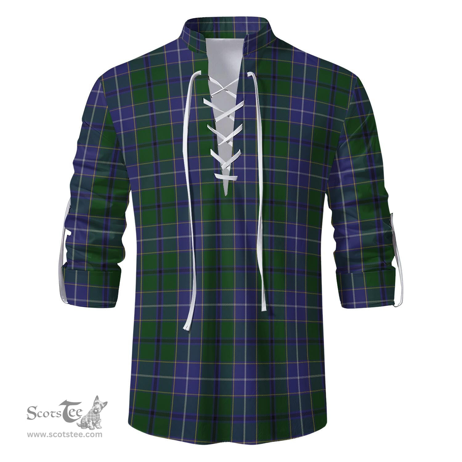ScotsTee Shop Scottish Wishart Hunting Clan Tartan Mens Scottish Jacobite Ghillie Casual Shirt