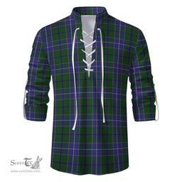 ScotsTee Shop Scottish Wishart Hunting Clan Tartan Mens Scottish Jacobite Ghillie Casual Shirt