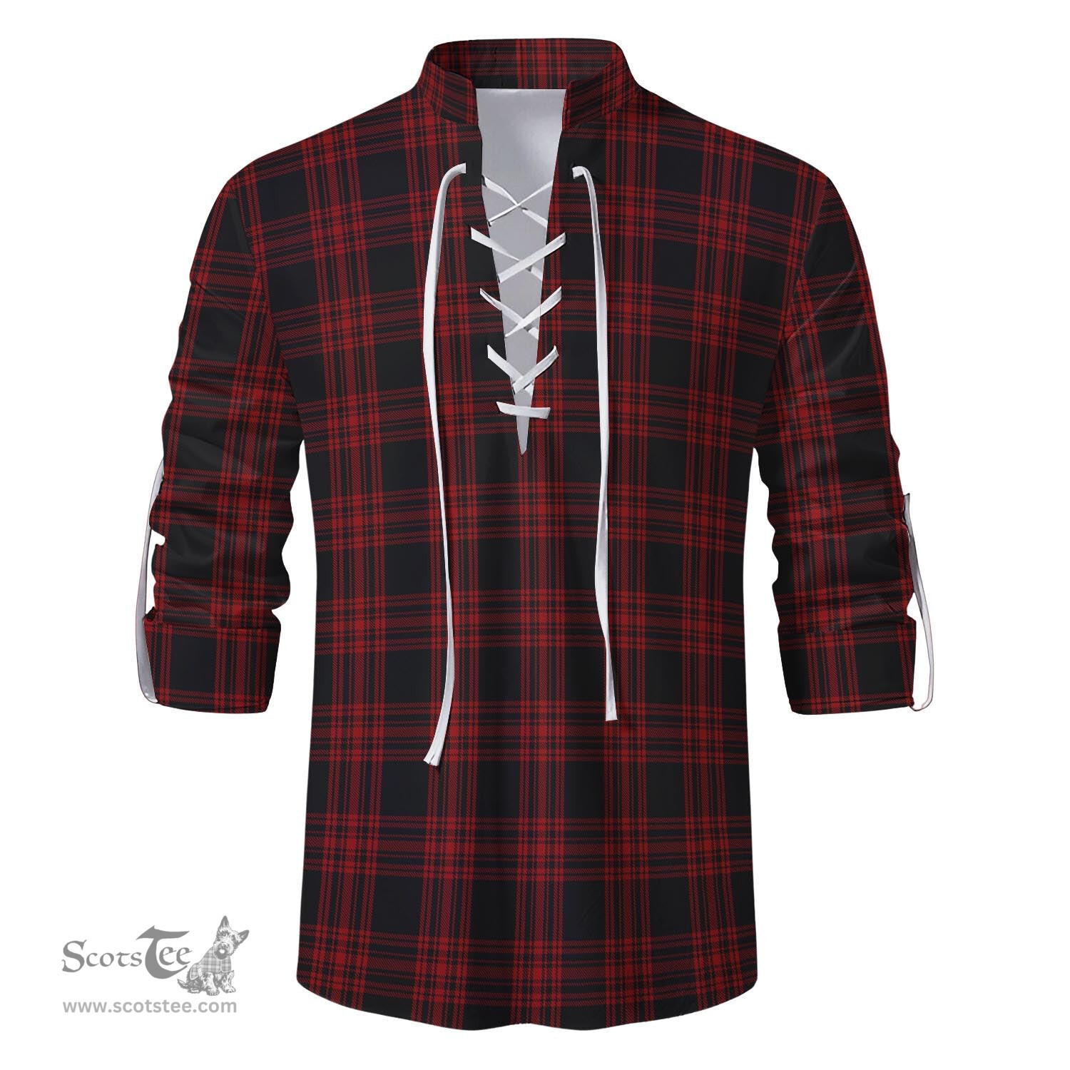 ScotsTee Shop Scottish Menzies Hunting Clan Tartan Mens Scottish Jacobite Ghillie Casual Shirt