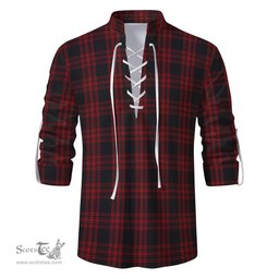 ScotsTee Shop Scottish Menzies Hunting Clan Tartan Mens Scottish Jacobite Ghillie Casual Shirt