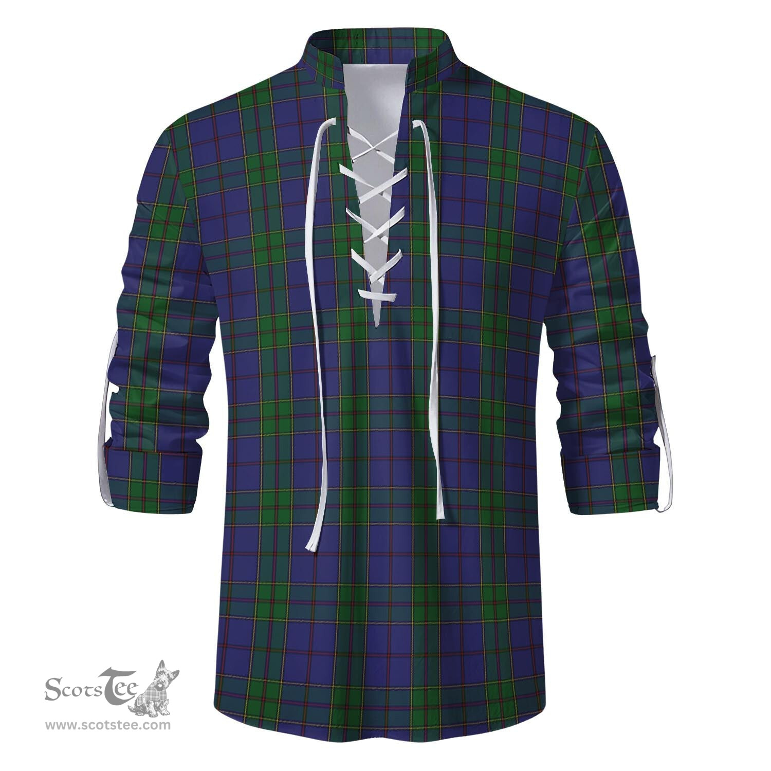ScotsTee Shop Scottish Strachan Clan Tartan Mens Scottish Jacobite Ghillie Casual Shirt