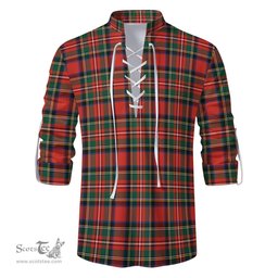 ScotsTee Shop Scottish Lyle Clan Tartan Mens Scottish Jacobite Ghillie Casual Shirt
