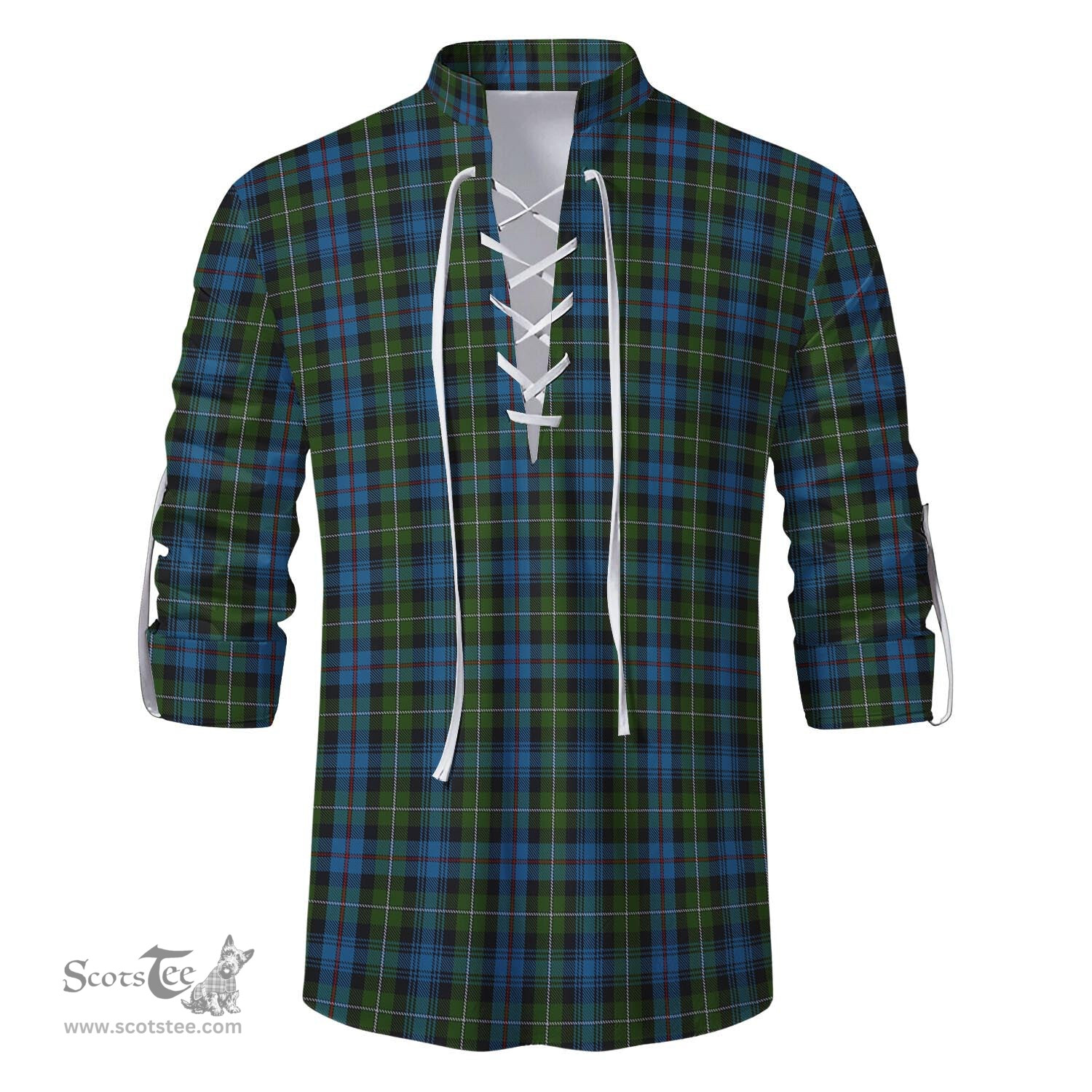 ScotsTee Shop Scottish MacKenzie Clan Tartan Mens Scottish Jacobite Ghillie Casual Shirt