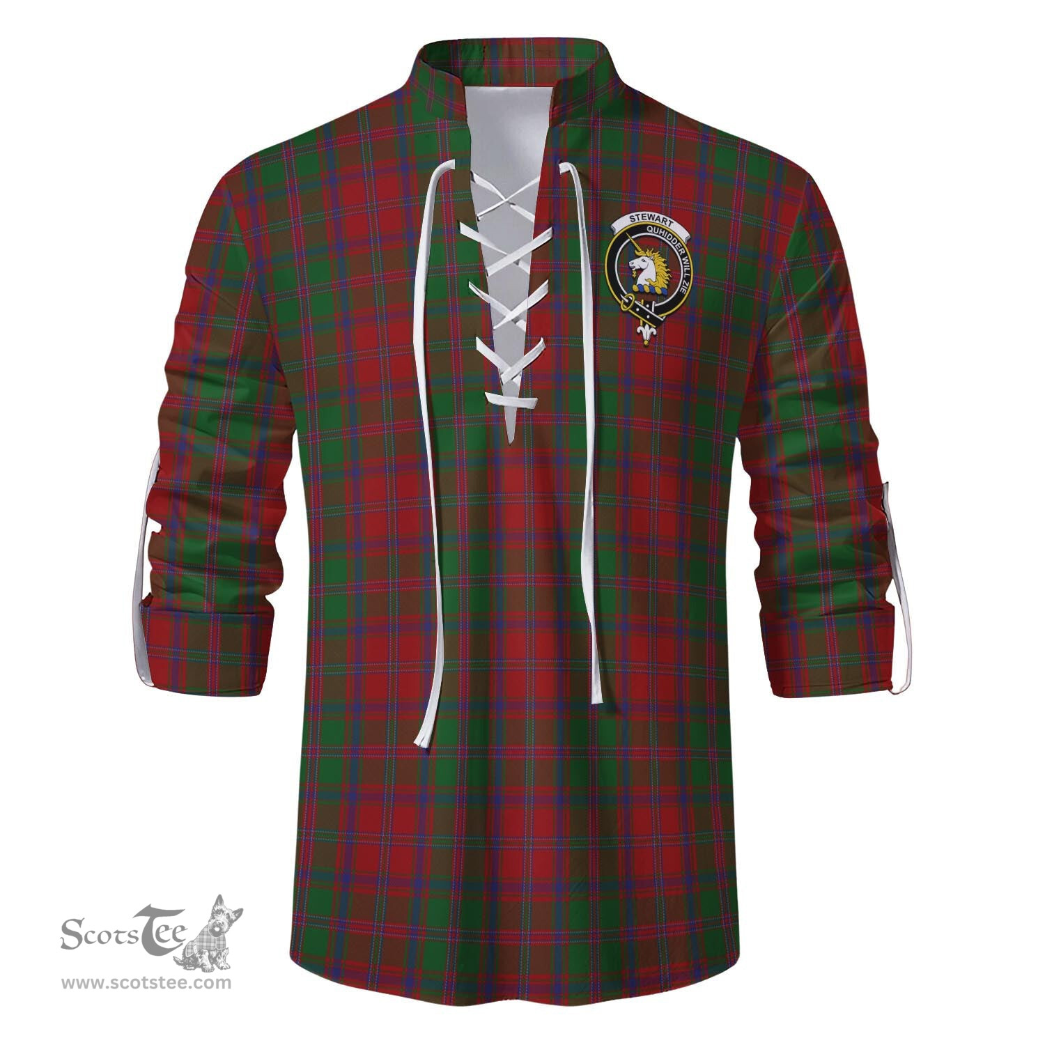 ScotsTee Shop Scottish Stewart of Appin Clan Crest Tartan Mens Scottish Jacobite Ghillie Casual Shirt