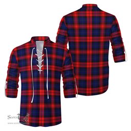 ScotsTee Shop Scottish McLaughlin Clan Tartan Mens Scottish Jacobite Ghillie Casual Shirt