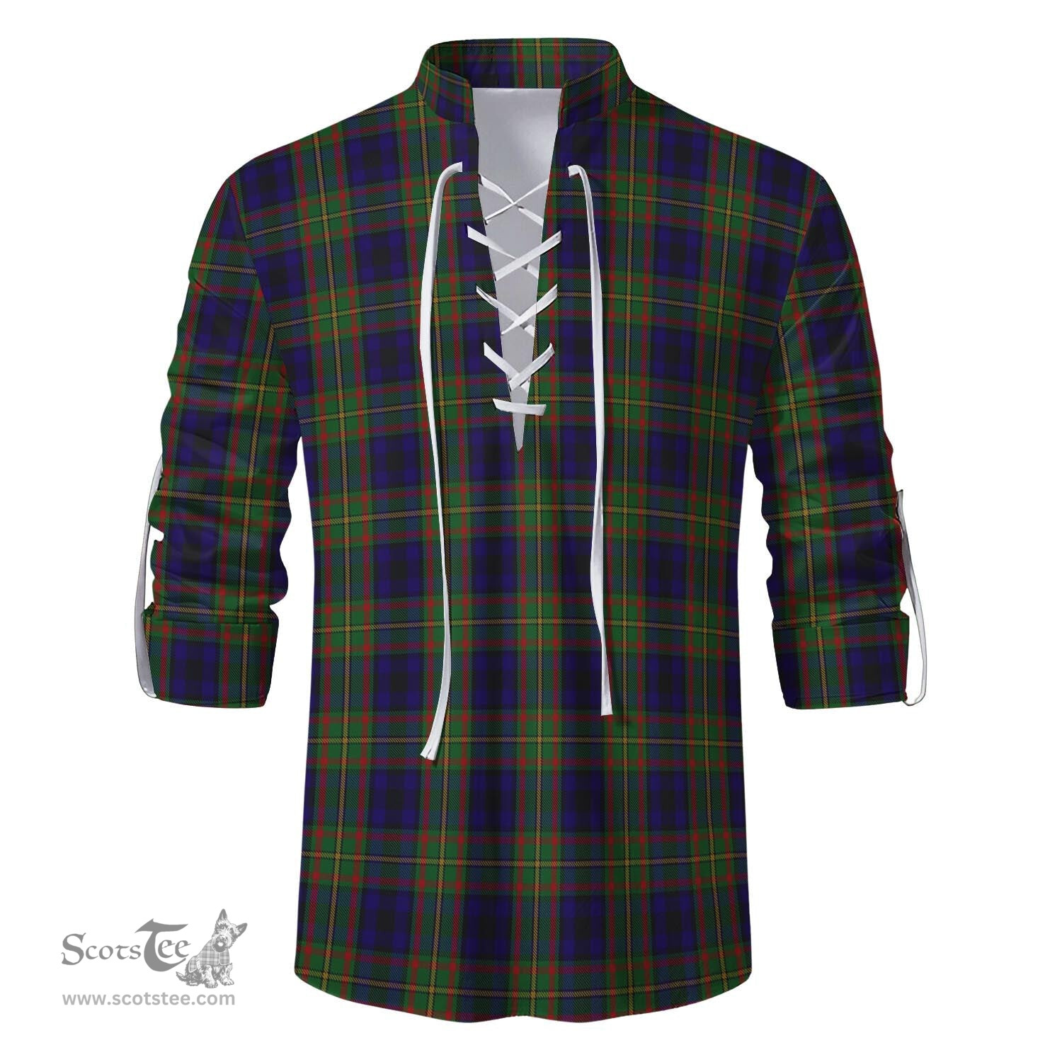 ScotsTee Shop Scottish MacLeish Clan Tartan Mens Scottish Jacobite Ghillie Casual Shirt