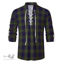 ScotsTee Shop Scottish MacLeish Clan Tartan Mens Scottish Jacobite Ghillie Casual Shirt