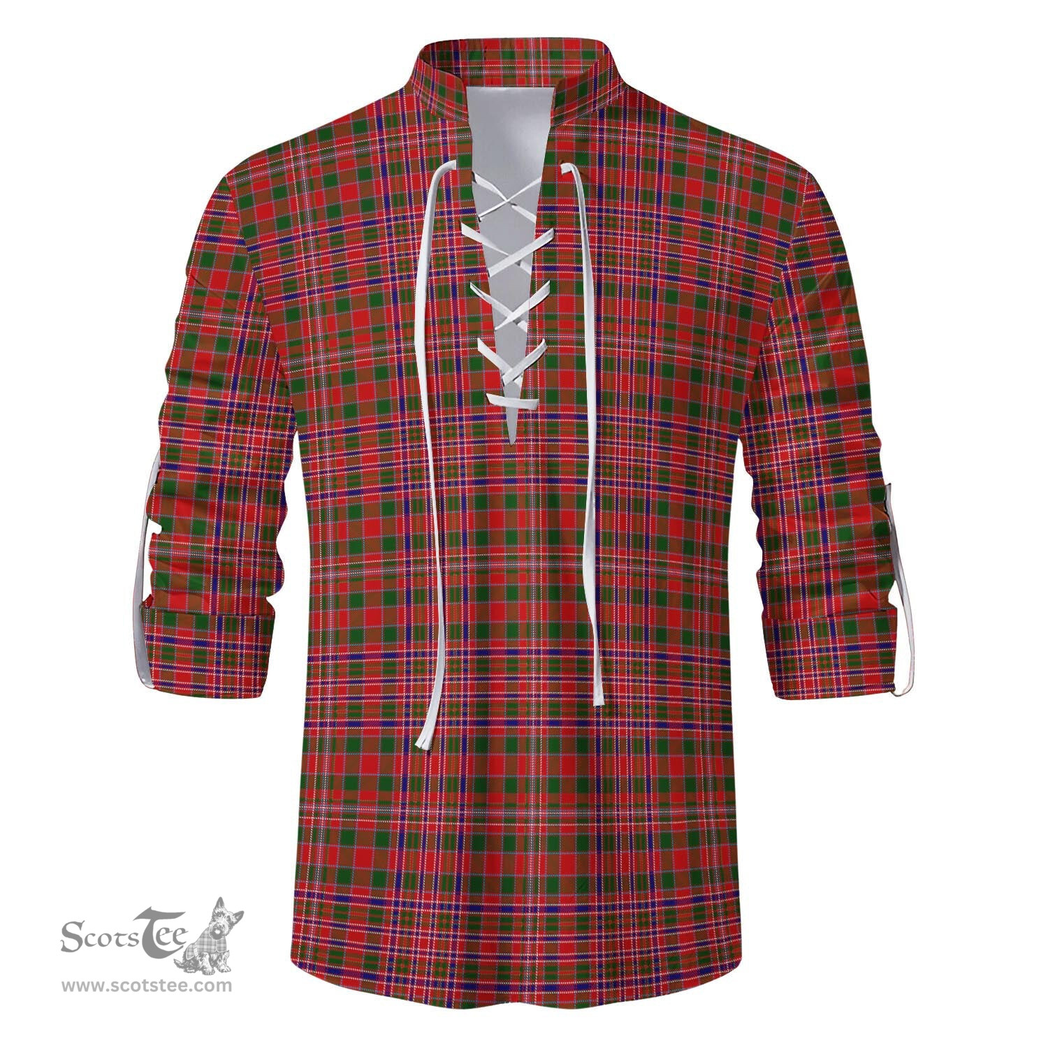 ScotsTee Shop Scottish MacAlister Modern Clan Tartan Mens Scottish Jacobite Ghillie Casual Shirt