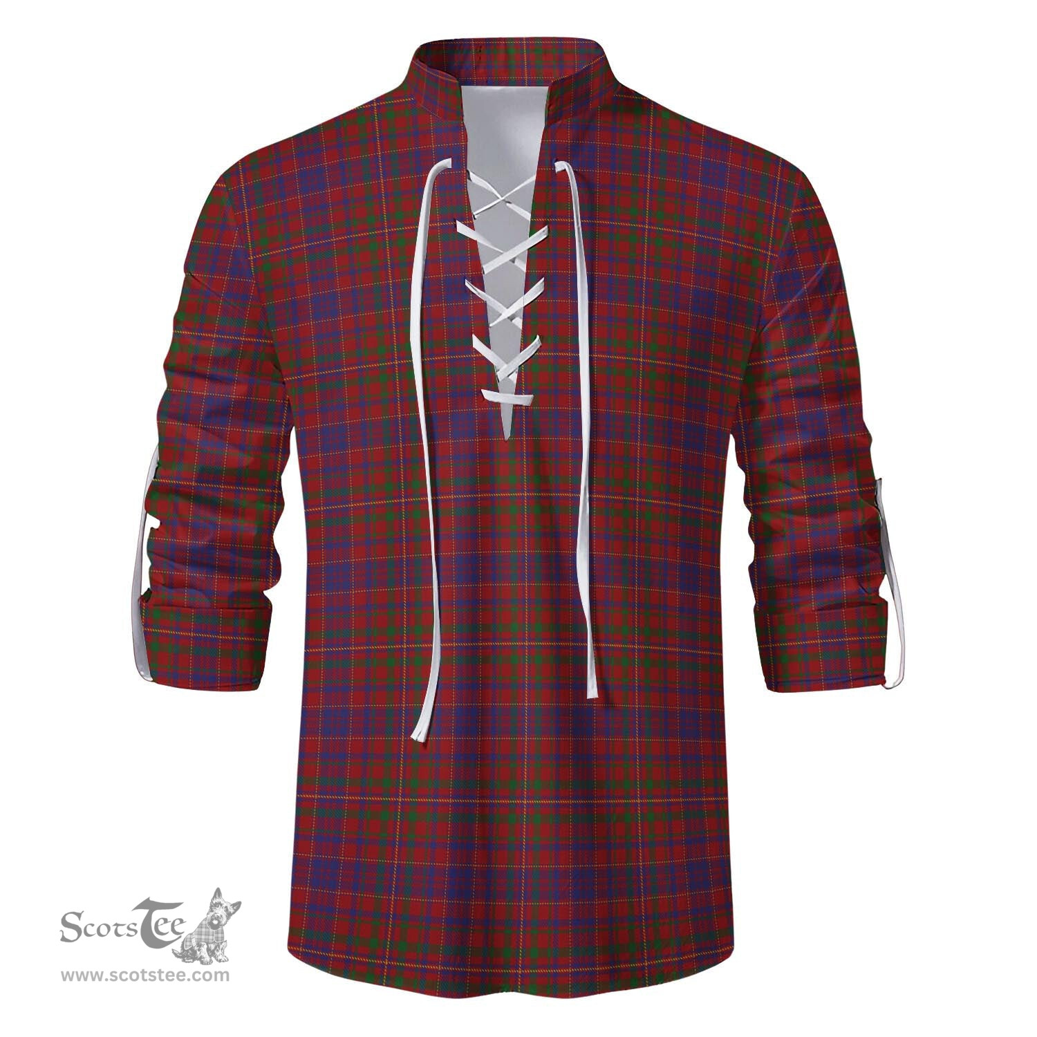 ScotsTee Shop Scottish MacLeod Red Clan Tartan Mens Scottish Jacobite Ghillie Casual Shirt