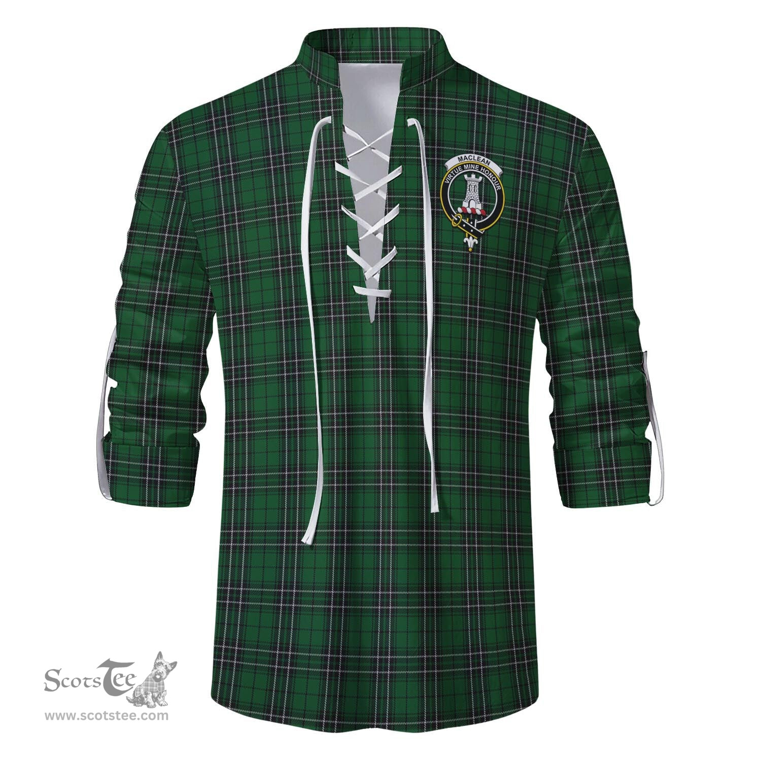 ScotsTee Shop Scottish MacLean of Duart Hunting Clan Crest Tartan Mens Scottish Jacobite Ghillie Casual Shirt