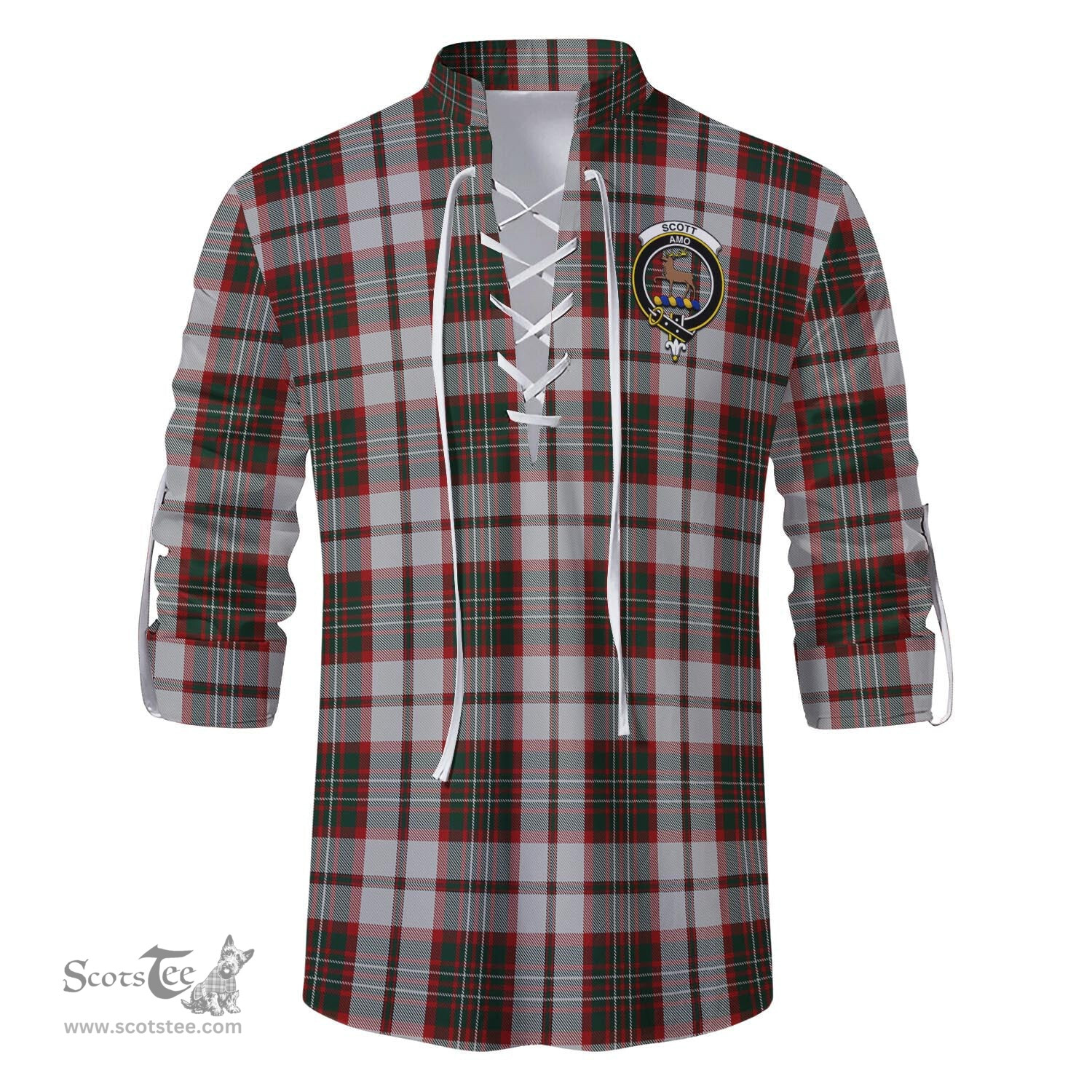 ScotsTee Shop Scottish Scott Dress Clan Crest Tartan Mens Scottish Jacobite Ghillie Casual Shirt