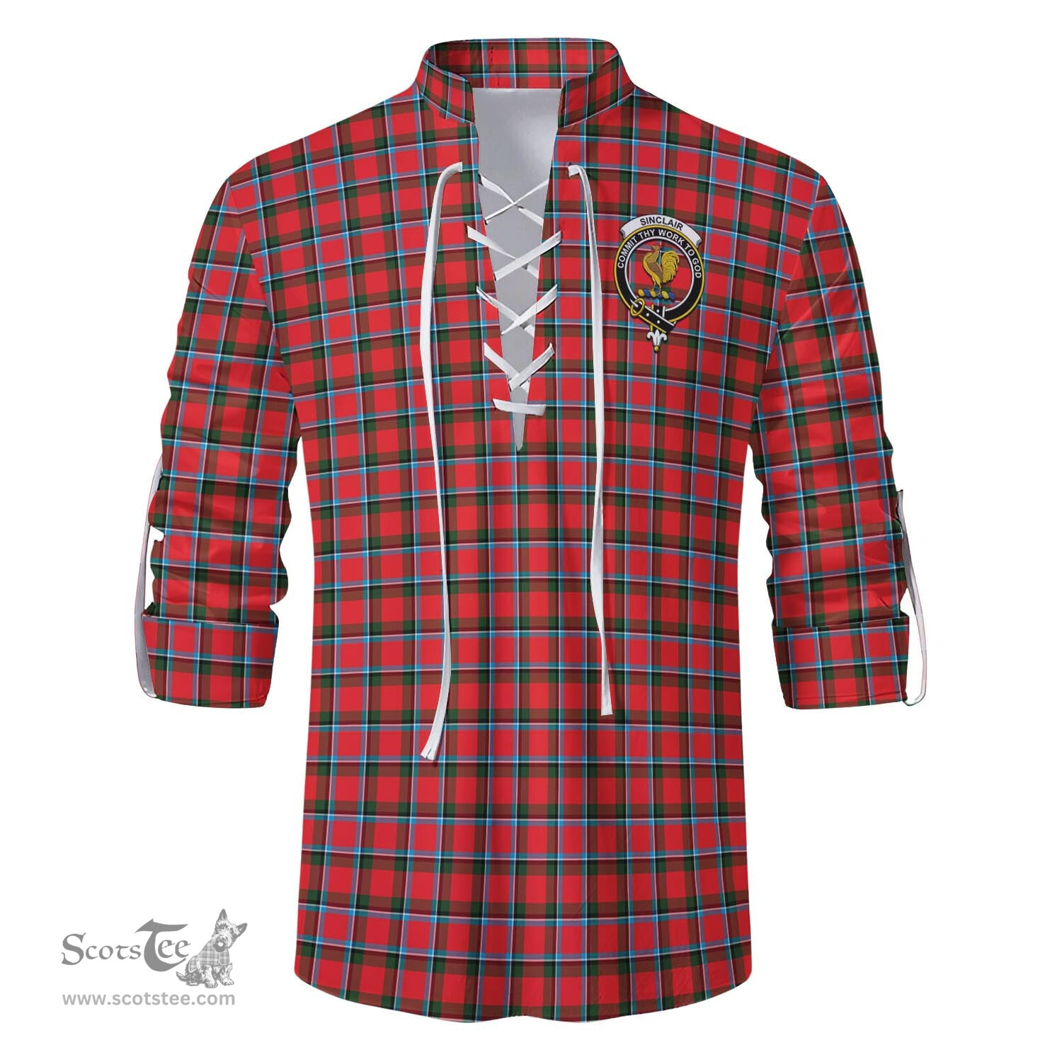 ScotsTee Shop Scottish Sinclair Modern Clan Crest Tartan Mens Scottish Jacobite Ghillie Casual Shirt