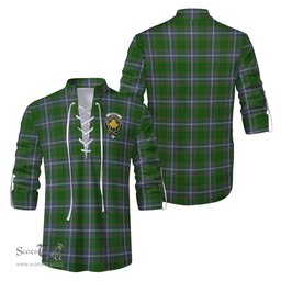 ScotsTee Shop Scottish Pringle Clan Crest Tartan Mens Scottish Jacobite Ghillie Casual Shirt