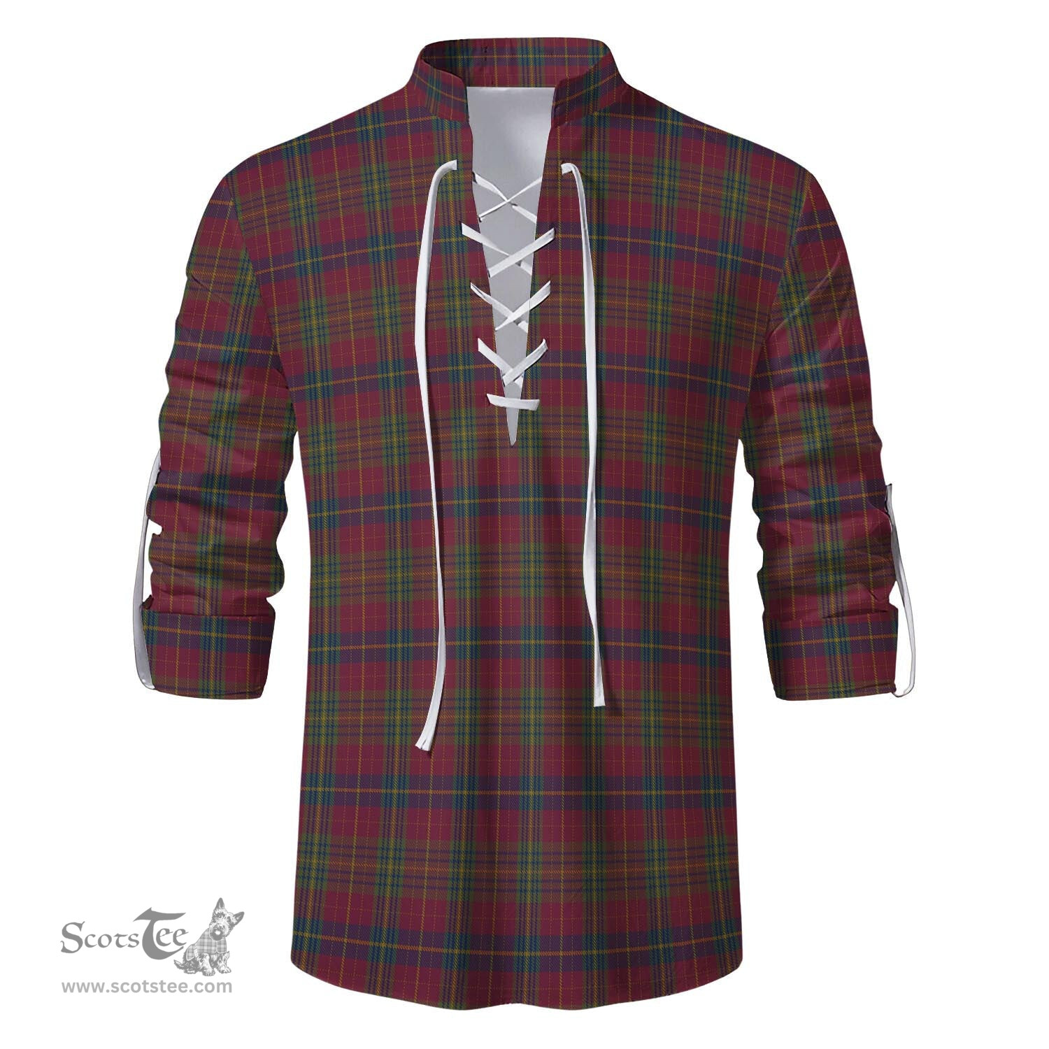 ScotsTee Shop Scottish Rice of Wales Clan Tartan Mens Scottish Jacobite Ghillie Casual Shirt