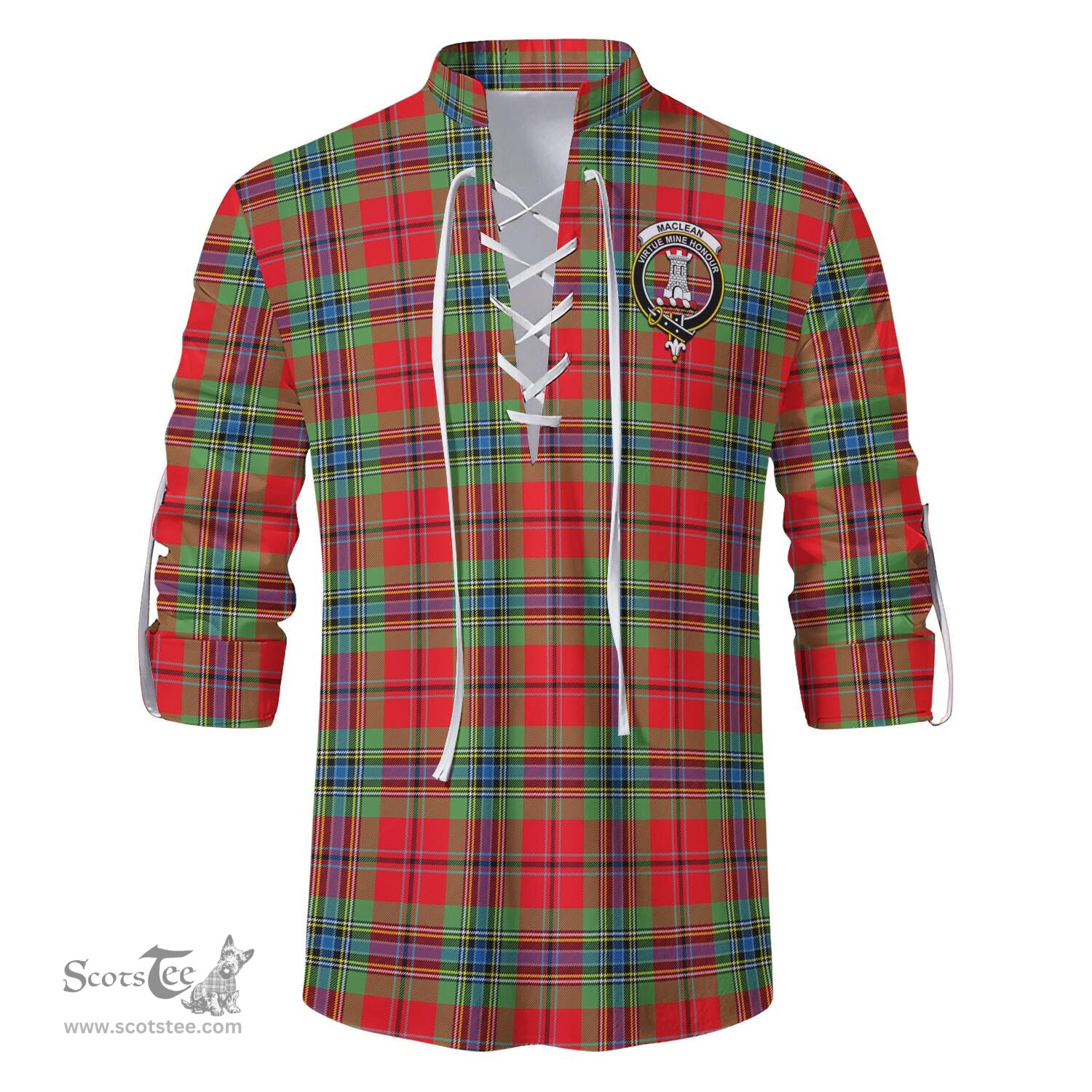 ScotsTee Shop Scottish MacLean of Duart Modern Clan Crest Tartan Mens Scottish Jacobite Ghillie Casual Shirt