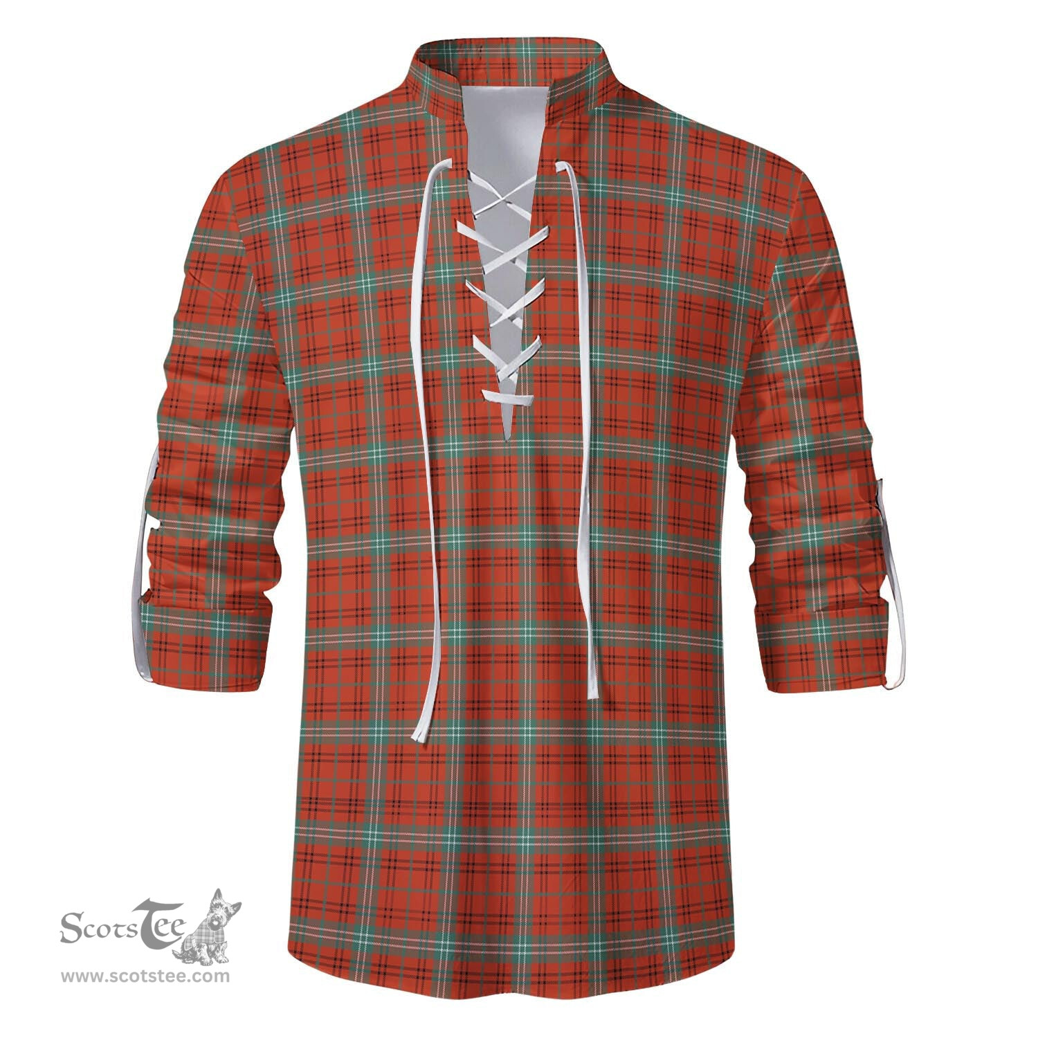 ScotsTee Shop Scottish Morrison Red Ancient Clan Tartan Mens Scottish Jacobite Ghillie Casual Shirt