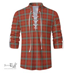 ScotsTee Shop Scottish Morrison Red Ancient Clan Tartan Mens Scottish Jacobite Ghillie Casual Shirt