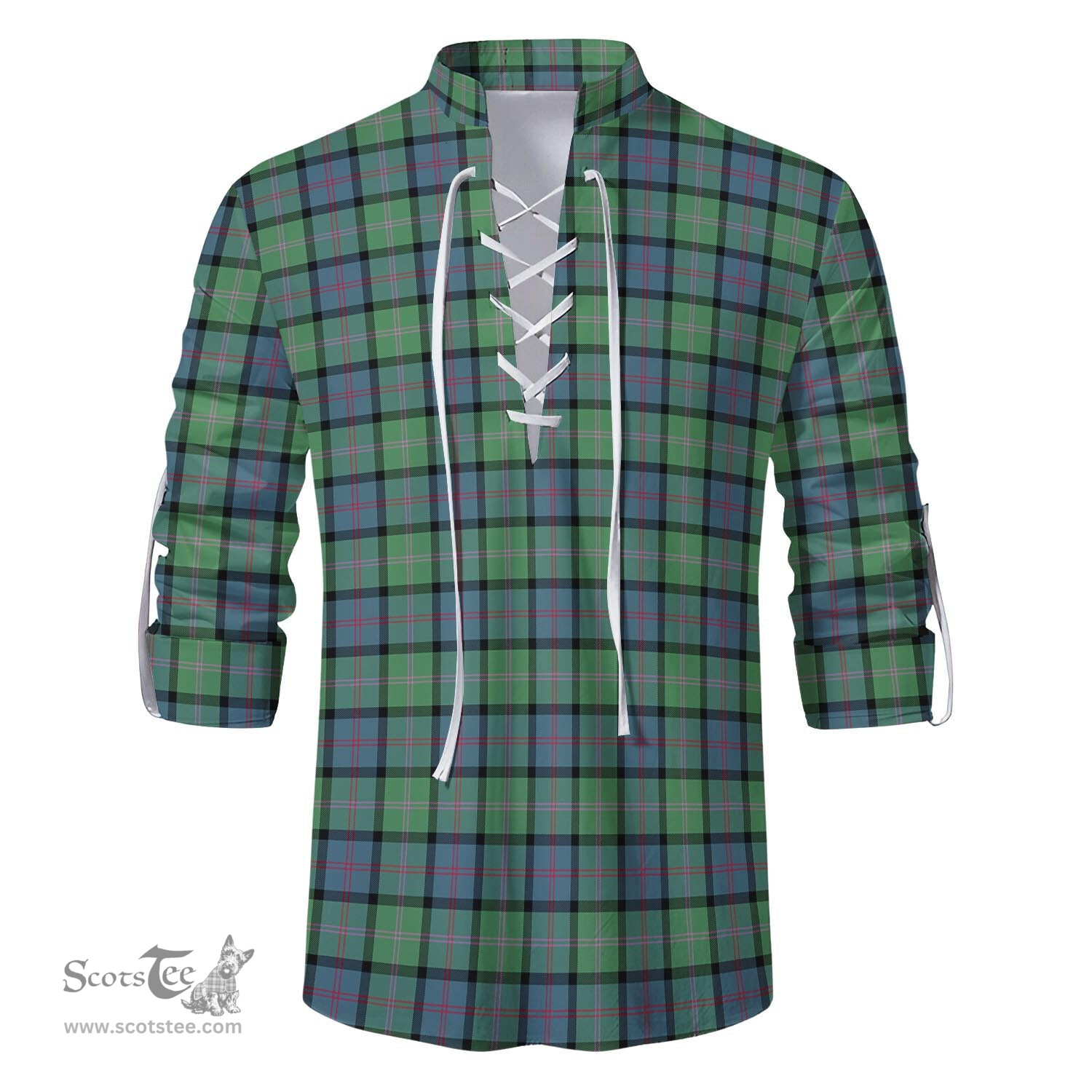 ScotsTee Shop Scottish MacThomas Ancient Clan Tartan Mens Scottish Jacobite Ghillie Casual Shirt