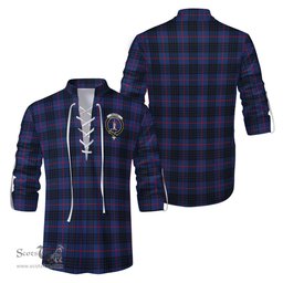 ScotsTee Shop Scottish MacKay Blue Modern Clan Crest Tartan Mens Scottish Jacobite Ghillie Casual Shirt