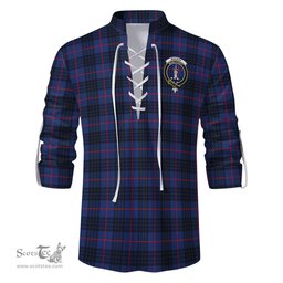 ScotsTee Shop Scottish MacKay Blue Modern Clan Crest Tartan Mens Scottish Jacobite Ghillie Casual Shirt
