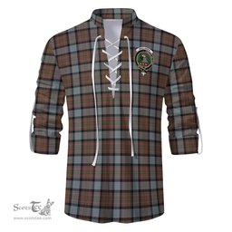 ScotsTee Shop Scottish MacLaren Weathered Clan Crest Tartan Mens Scottish Jacobite Ghillie Casual Shirt