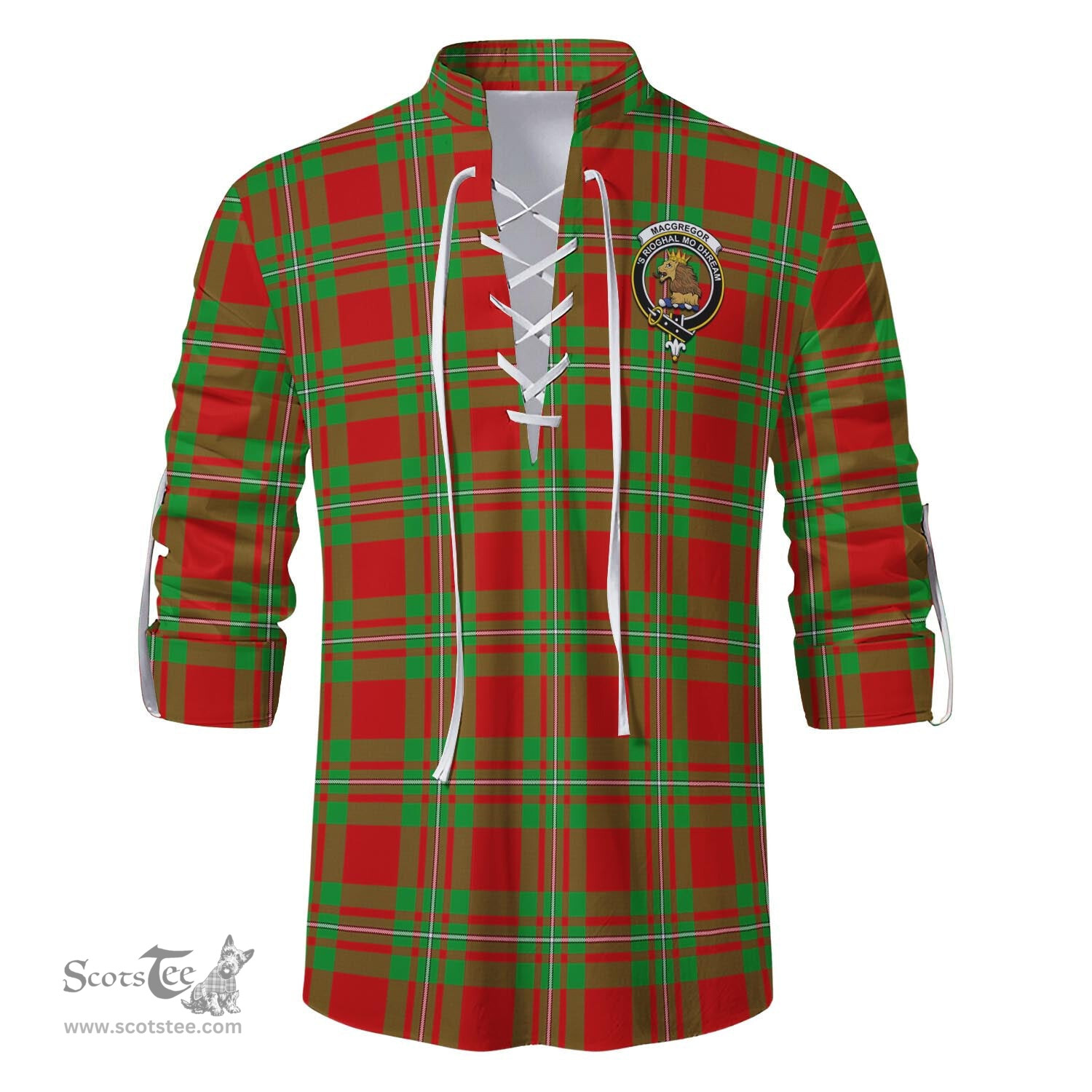 ScotsTee Shop Scottish MacGregor Modern Clan Crest Tartan Mens Scottish Jacobite Ghillie Casual Shirt