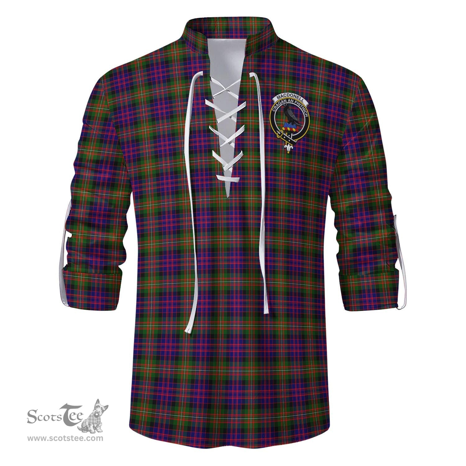 ScotsTee Shop Scottish MacDonell of Glengarry Modern Clan Crest Tartan Mens Scottish Jacobite Ghillie Casual Shirt