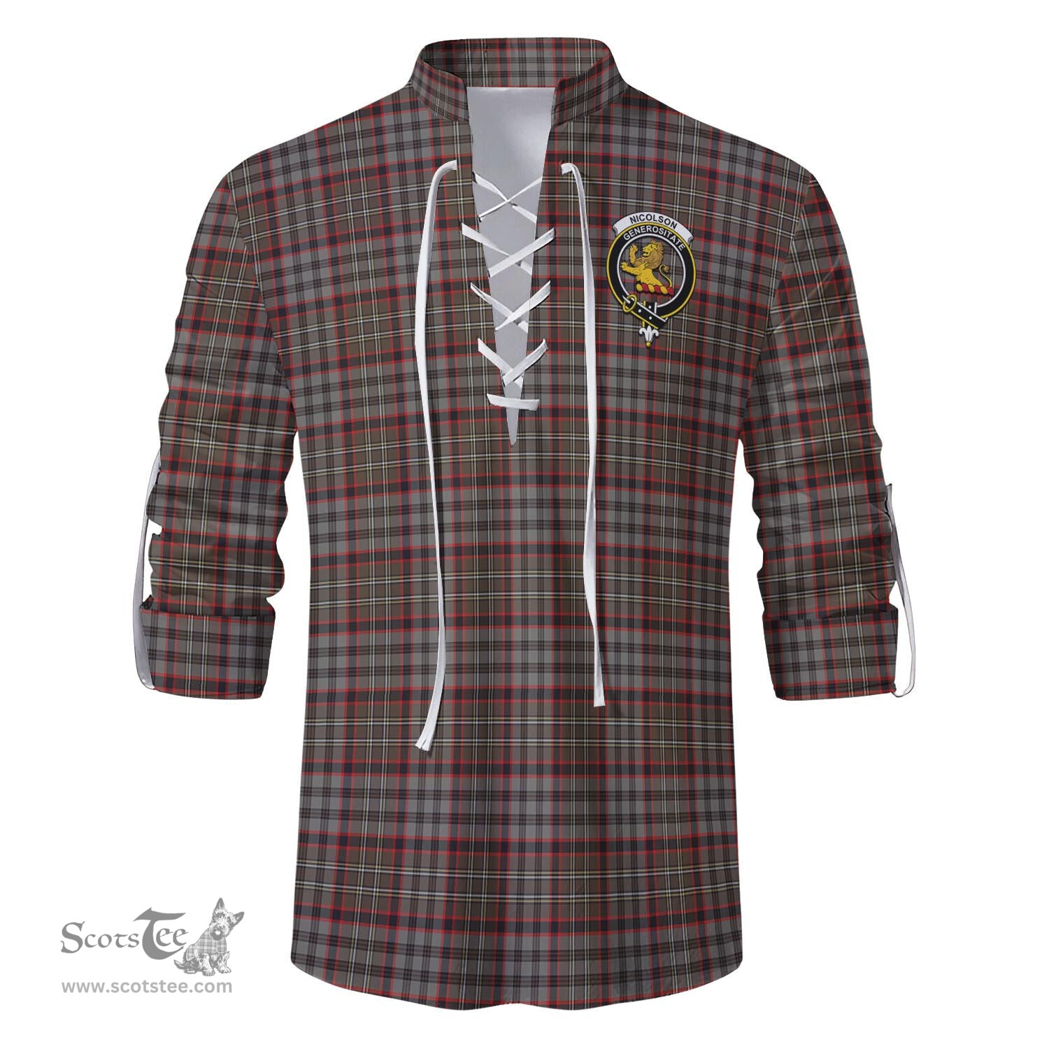 ScotsTee Shop Scottish Nicolson Hunting Weathered Clan Crest Tartan Mens Scottish Jacobite Ghillie Casual Shirt