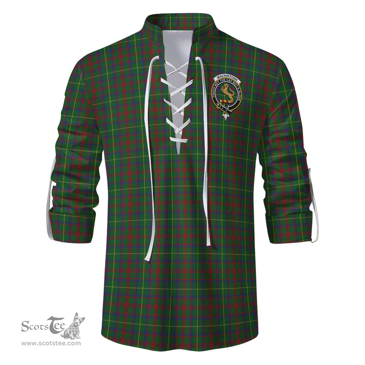 ScotsTee Shop Scottish MacKintosh Hunting Clan Crest Tartan Mens Scottish Jacobite Ghillie Casual Shirt