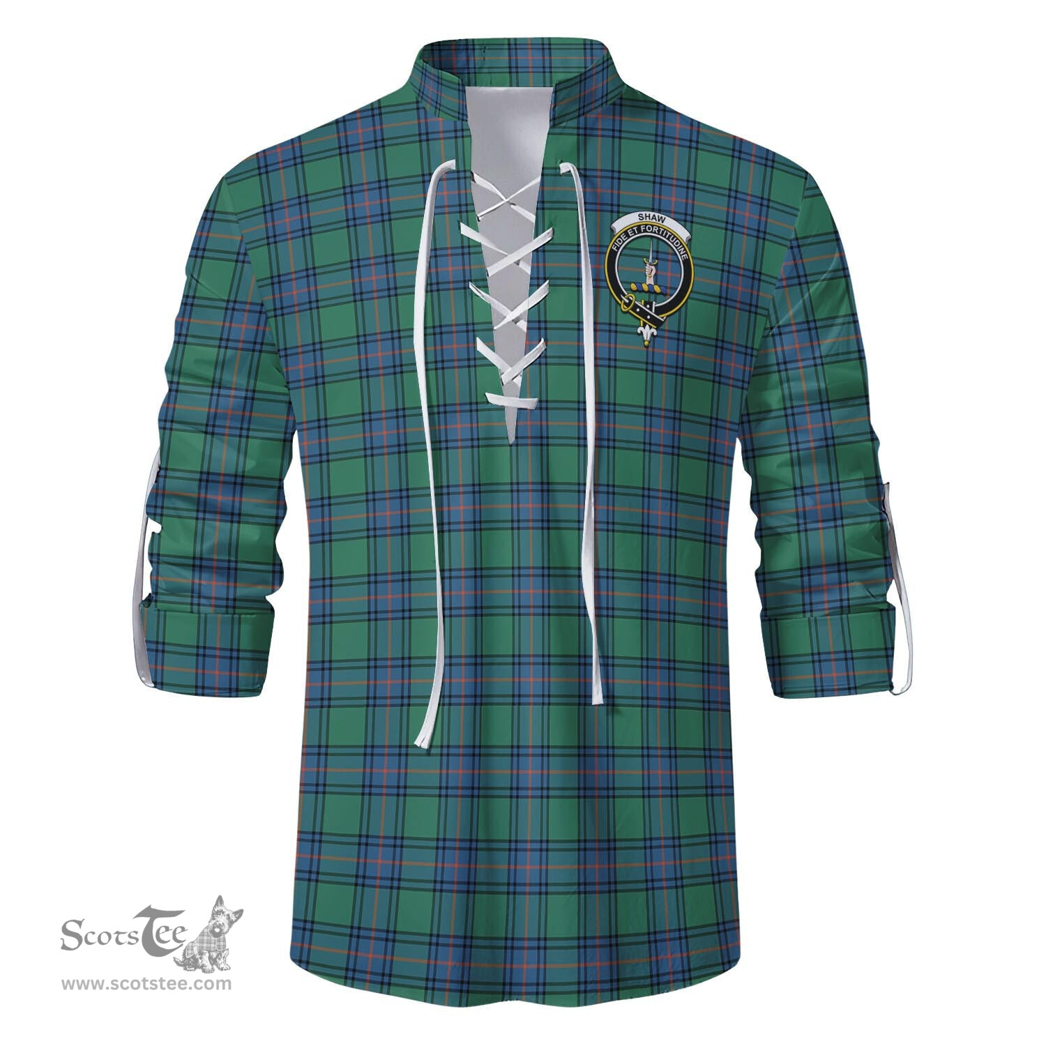 ScotsTee Shop Scottish Shaw Ancient Clan Crest Tartan Mens Scottish Jacobite Ghillie Casual Shirt